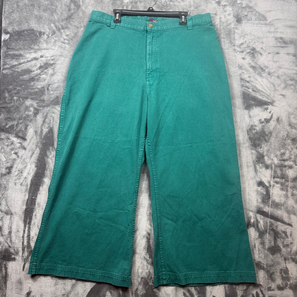 Big Bud Press Bell Bottoms Unisex 1XL Green Wide Leg Elastic Waist Cotton Pants